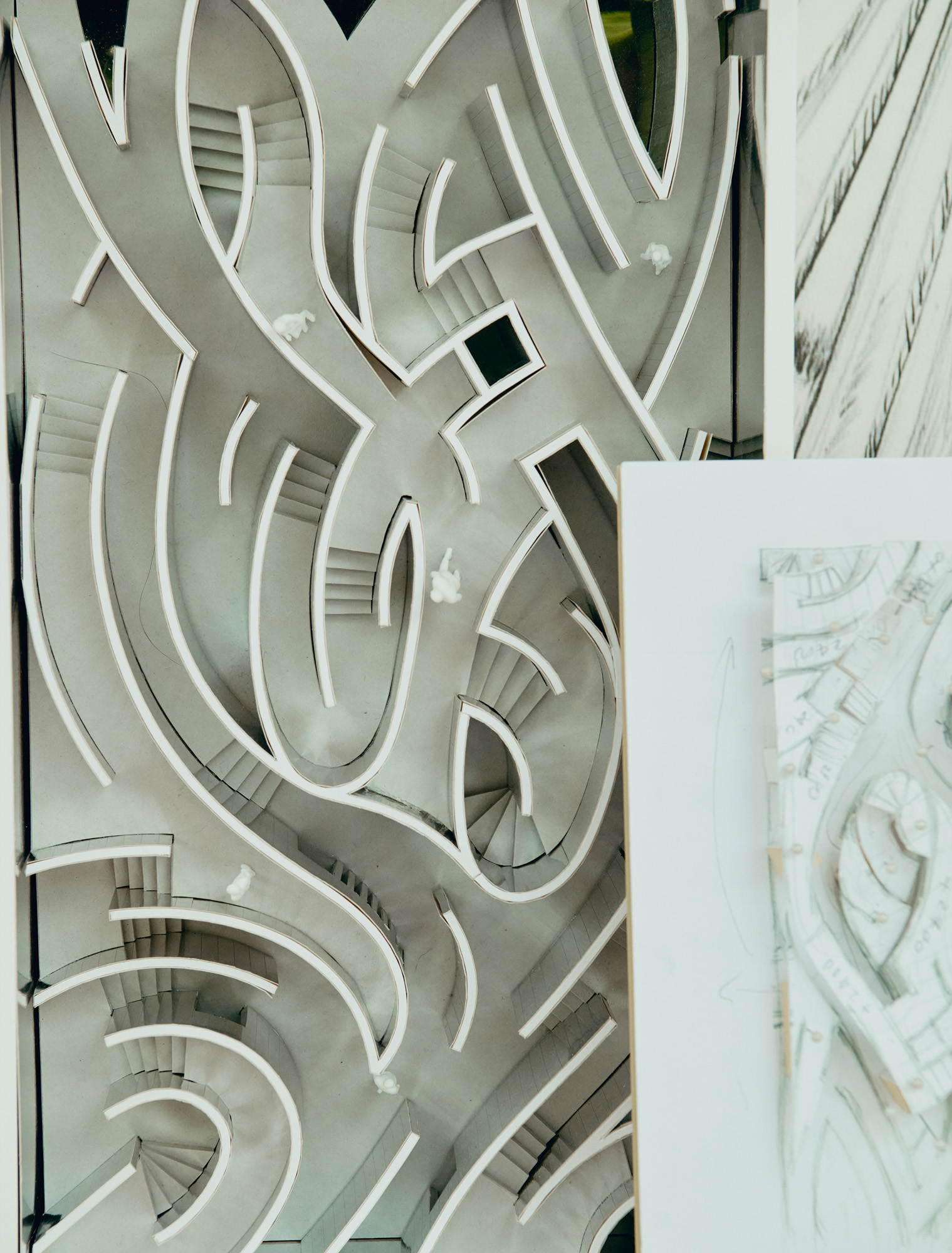 Designs and prototypes in Es Devlin's studio