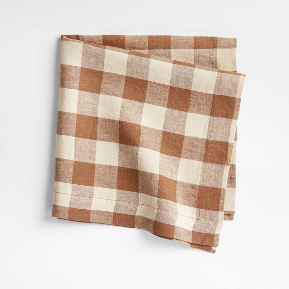 Brown and cream gingham napkin