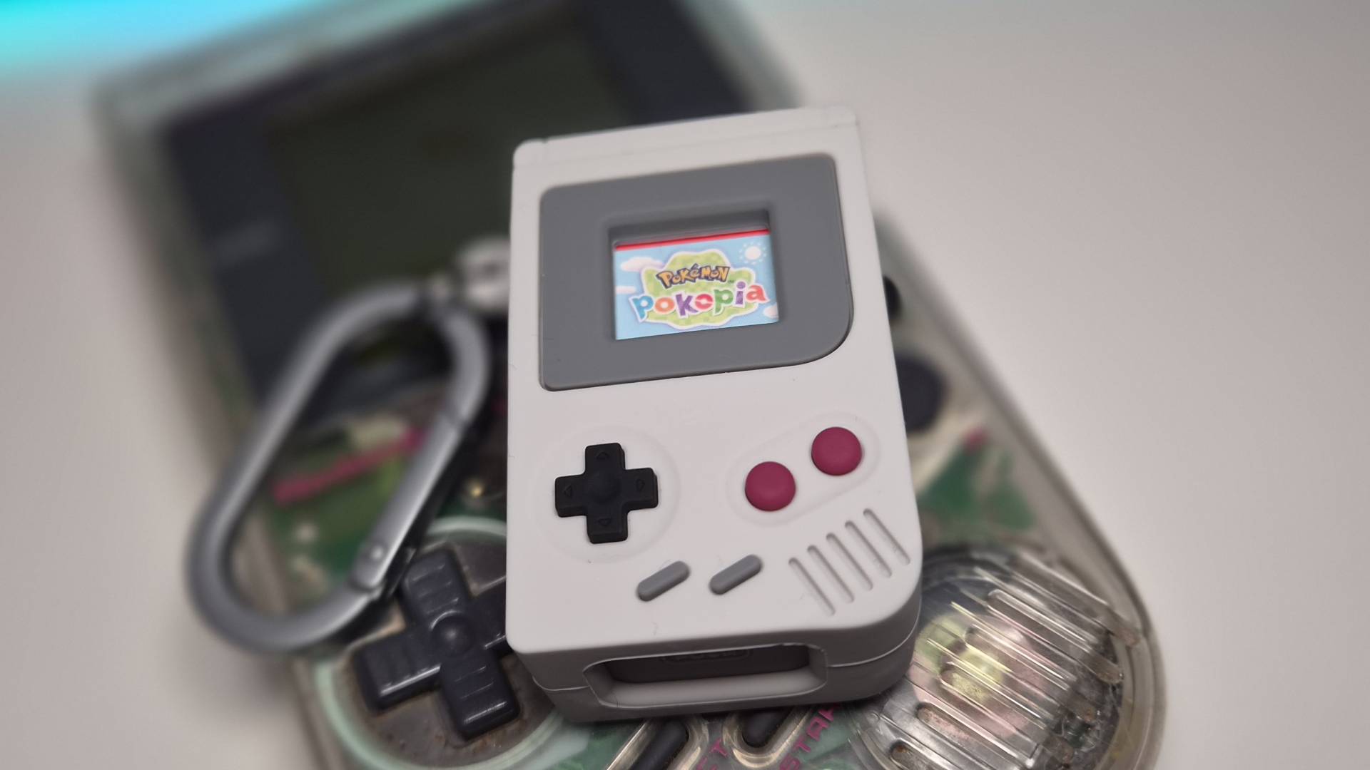 Photo of the elago Switch Game Case sitting on top of a Game Boy.