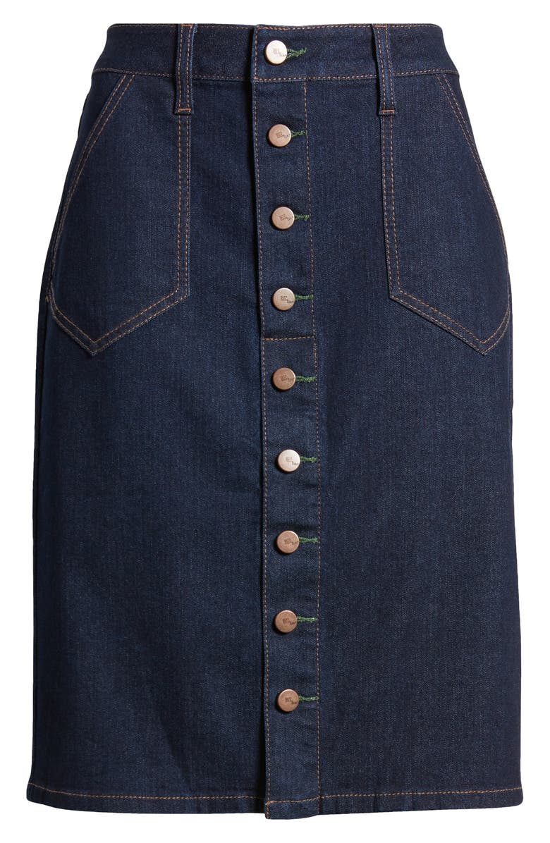 Button Front Denim Skirt