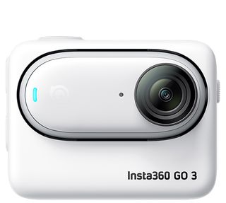An Insta360 Go 3 on a white background
