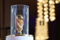 The World Cup trophy on display in Washington DC ahead of the draw