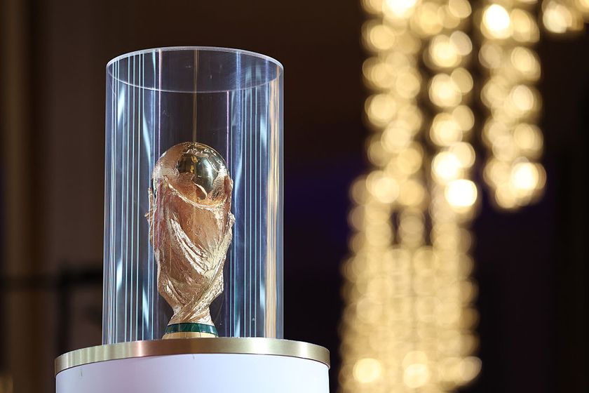 The World Cup trophy on display in Washington DC ahead of the draw