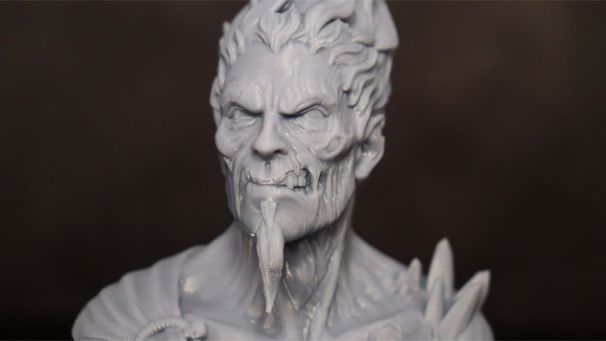 Nova3D Whale3 SE 3D printer-test print-Hades-close up of front of face