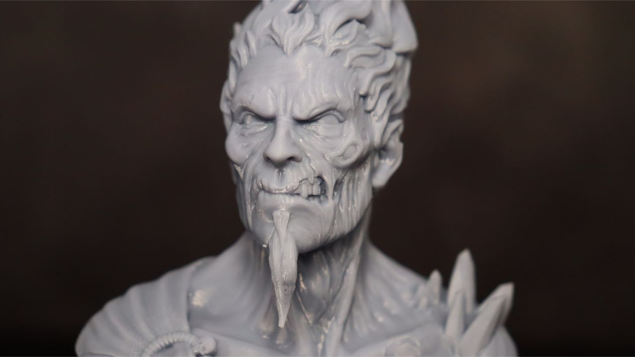 Nova3D Whale3 SE 3D printer-test print-Hades-close up of front of face