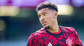 Jadon Sancho of Manchester United warms up ahead of a pre-season friendly match