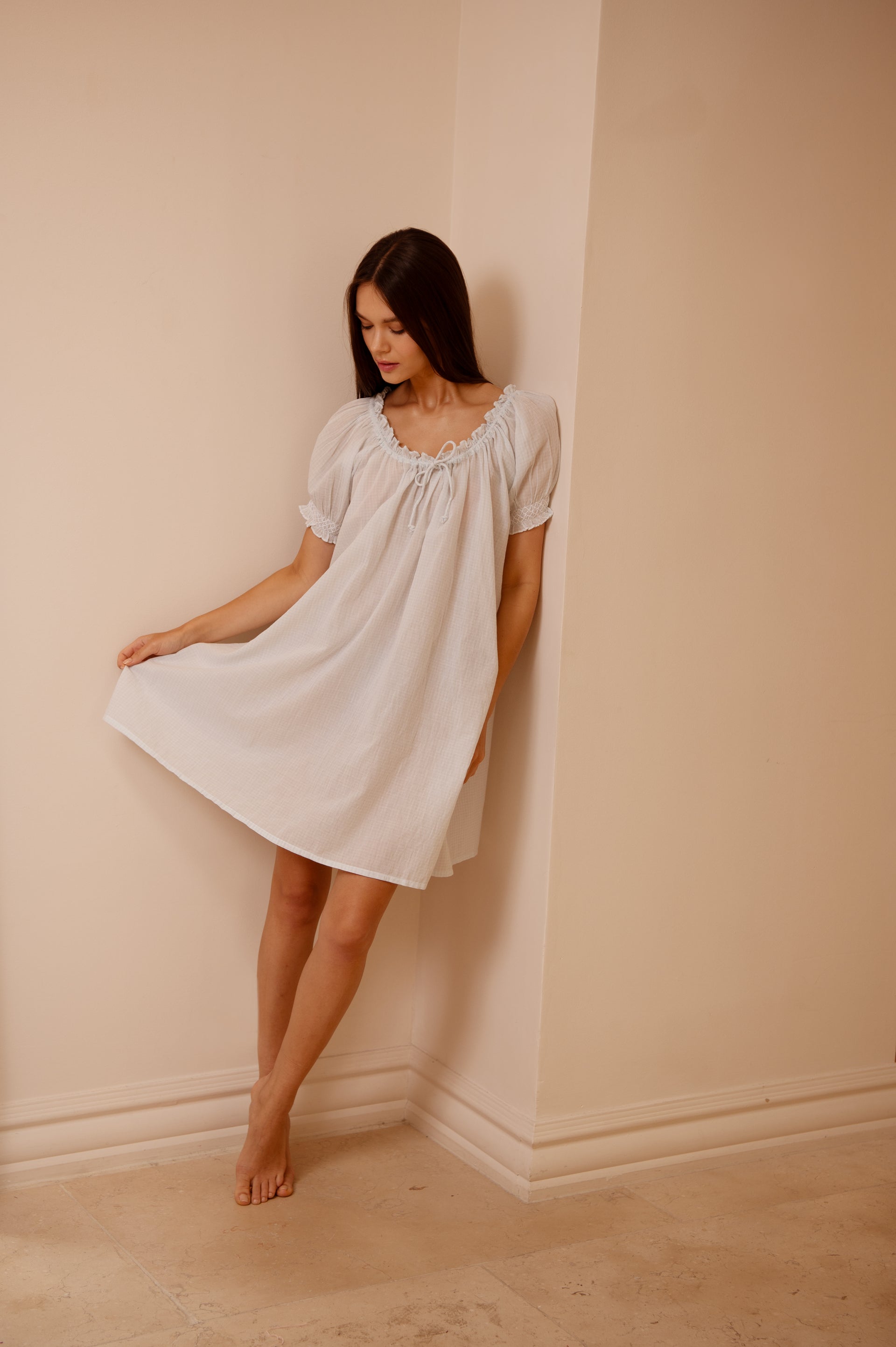 Clover - Pale Blue Gingham - Xs (uk 6-8)