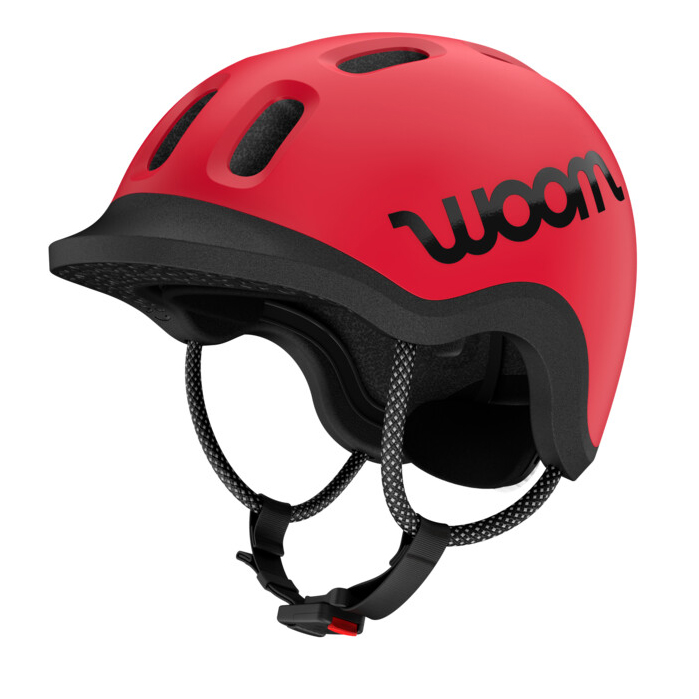 Woom Ready Kids' bike helmet is red and black