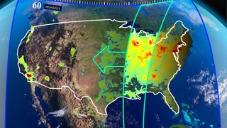 A map of air pollutants across North America to be mapped by NASA's Tempo instrument.