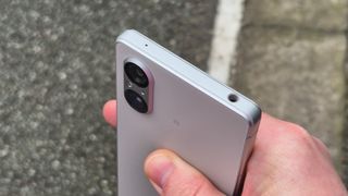 The Sony Xperia 5 V, from the top edge