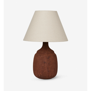 table lamp with brown stoneware base