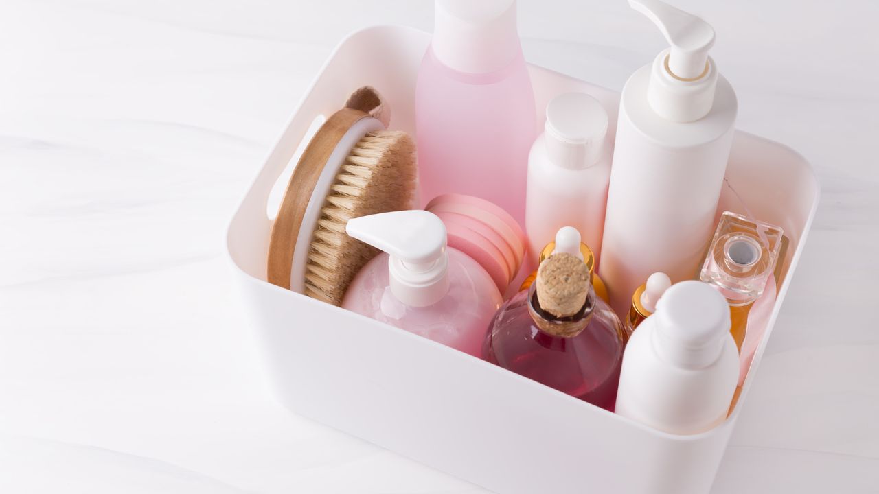 Storage box with skincare products