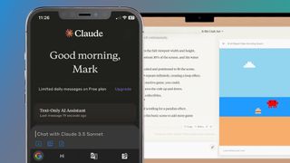 An iPhone and a MacBook showing the Claude 3.5 Sonnet AI chatbot