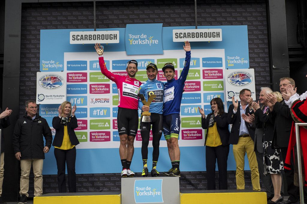 The jersey winners on the podium