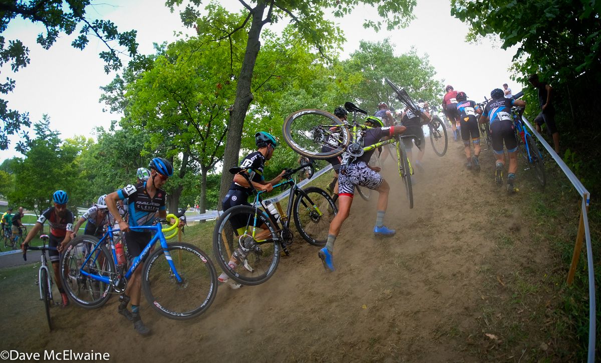 Lance Haidet (Raleigh Clement) and Anthony Clark (Squid Bikes) on a long run-up