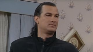 Steven Seagal giving an intimidating glare on SNL