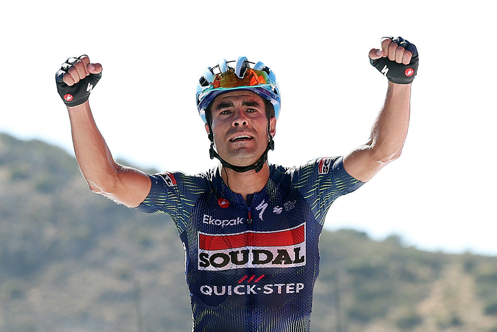 Mikel Landa of Spain and Team Soudal Quick-Step celebrates at finish line as stage winner during the La Vuelta - 81st Tour of Spain 2026, Stage 20