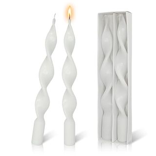 Flammul Spiral Taper Candles Candlesticks - 2pcs Twisted Candlesticks 10 Inch Long Stick Candles White Candlesticks Dinner Table Candles for Home Decor Weddings