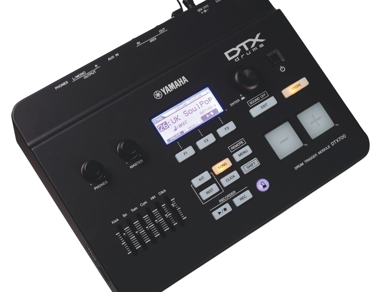 WAV and AIFF files can be loaded into the DTX700 module via USB stick, allowing a useful expansion of the on-board sound set.