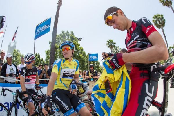 The race leader awaits the start