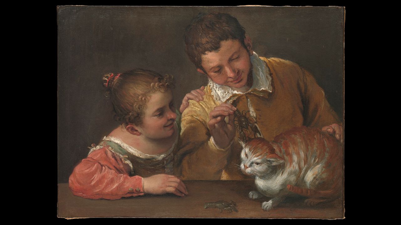 "Two Children Teasing a Cat" Annibale Carracci