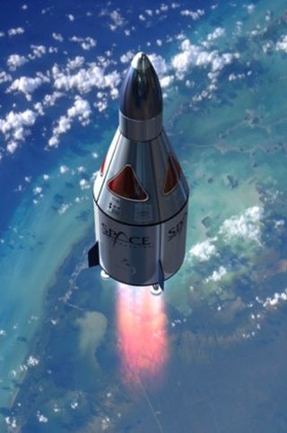 Proposed design of Space Adventures' suborbital vehicle in ascent.