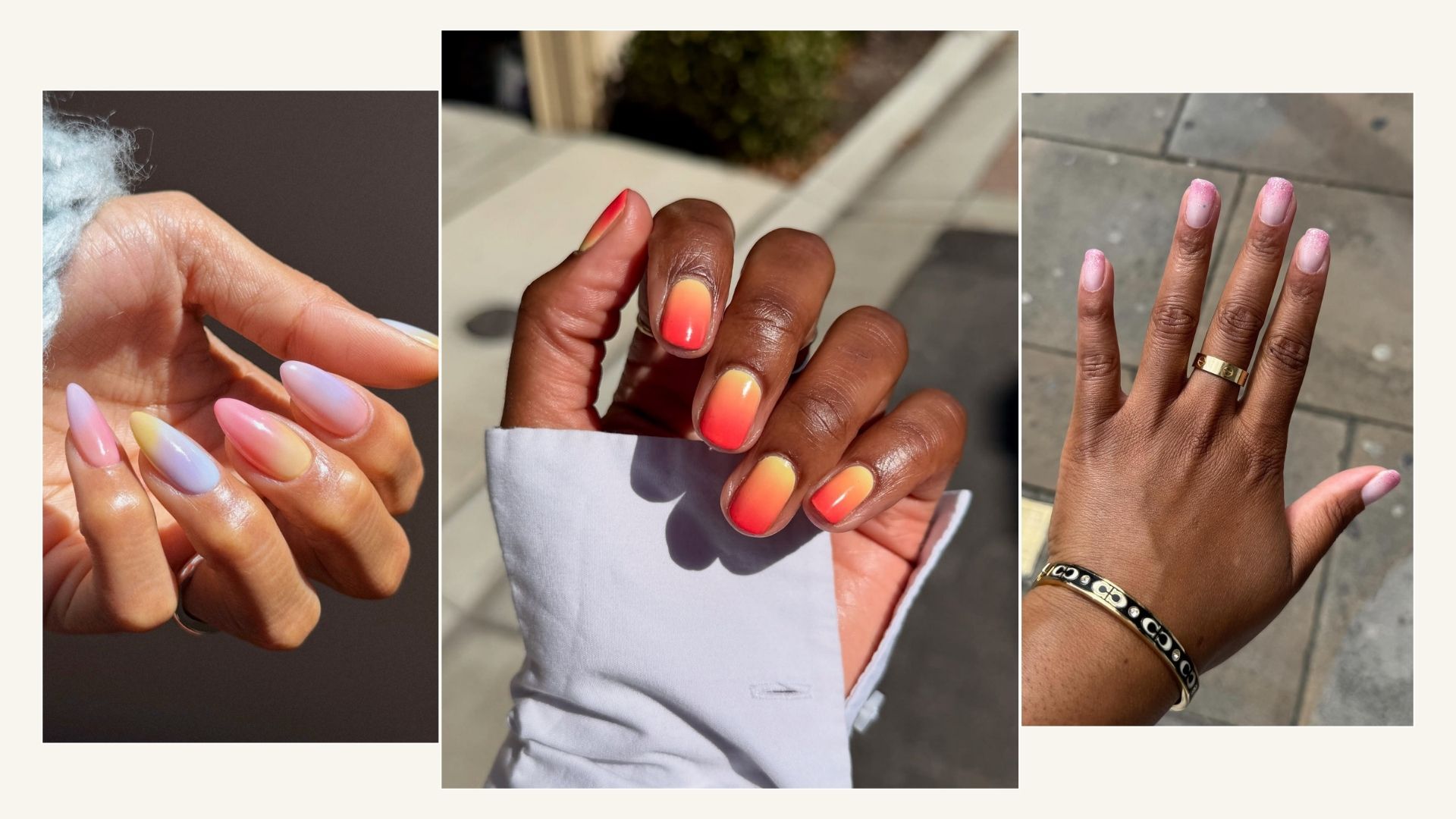 a trio of summer ombre nail designs