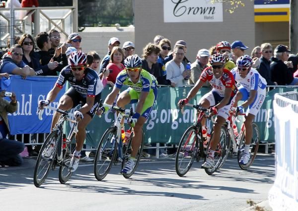 Cancellara leads the break around a corner