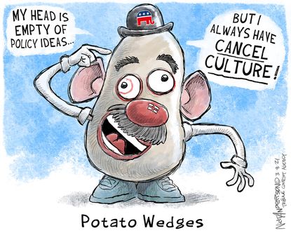 Political Cartoon U.S. mr potato head gop cancel culture