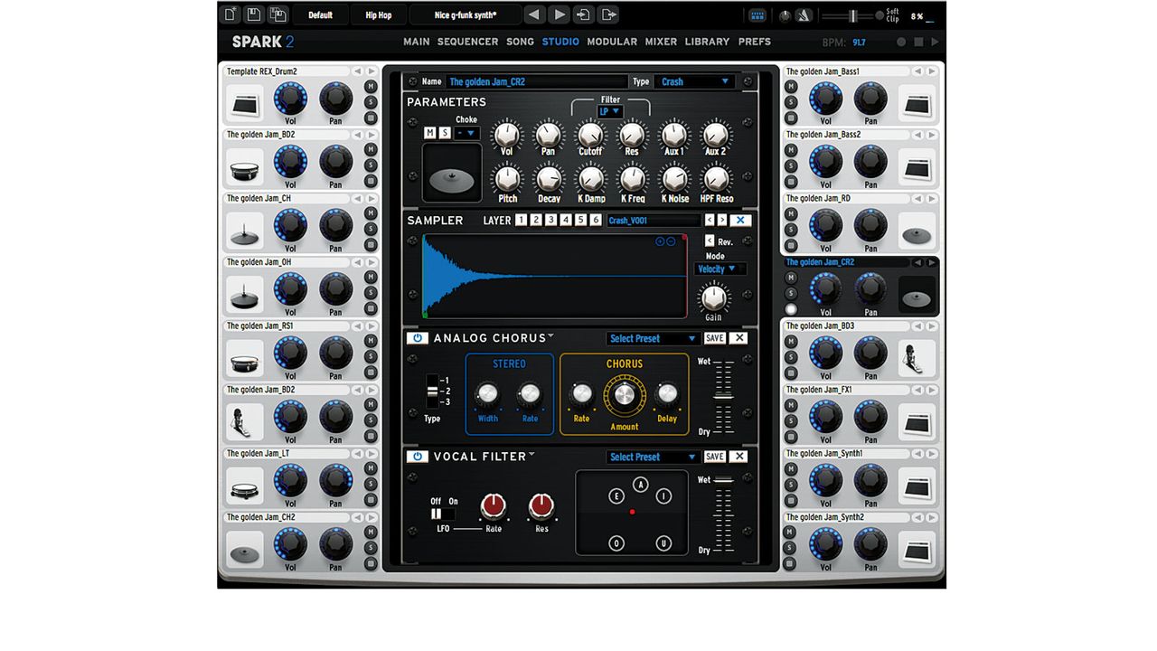 The new Studio section offers a vastly improved system for customizing samples, REX loops and synth sounds