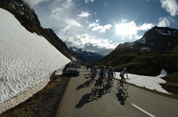 Riders head away from the late afternoon sun.