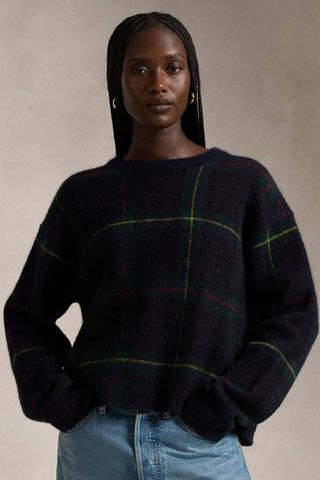 Ralph Lauren Plaid Alpaca-Blend Crewneck Jumper