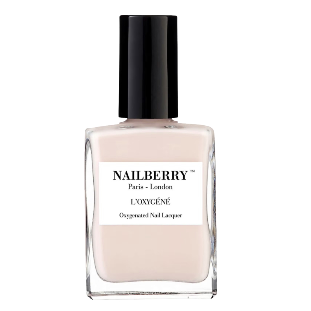 A product of the Nailberry L'Oxygene Nail Lacquer Almond, on a white background