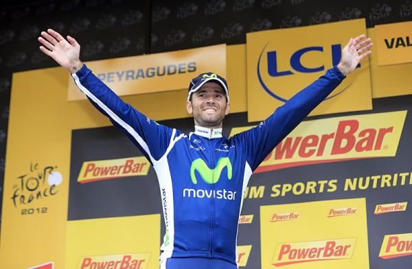 Stage winner Alejandro Valverde (Movistar) on the podium