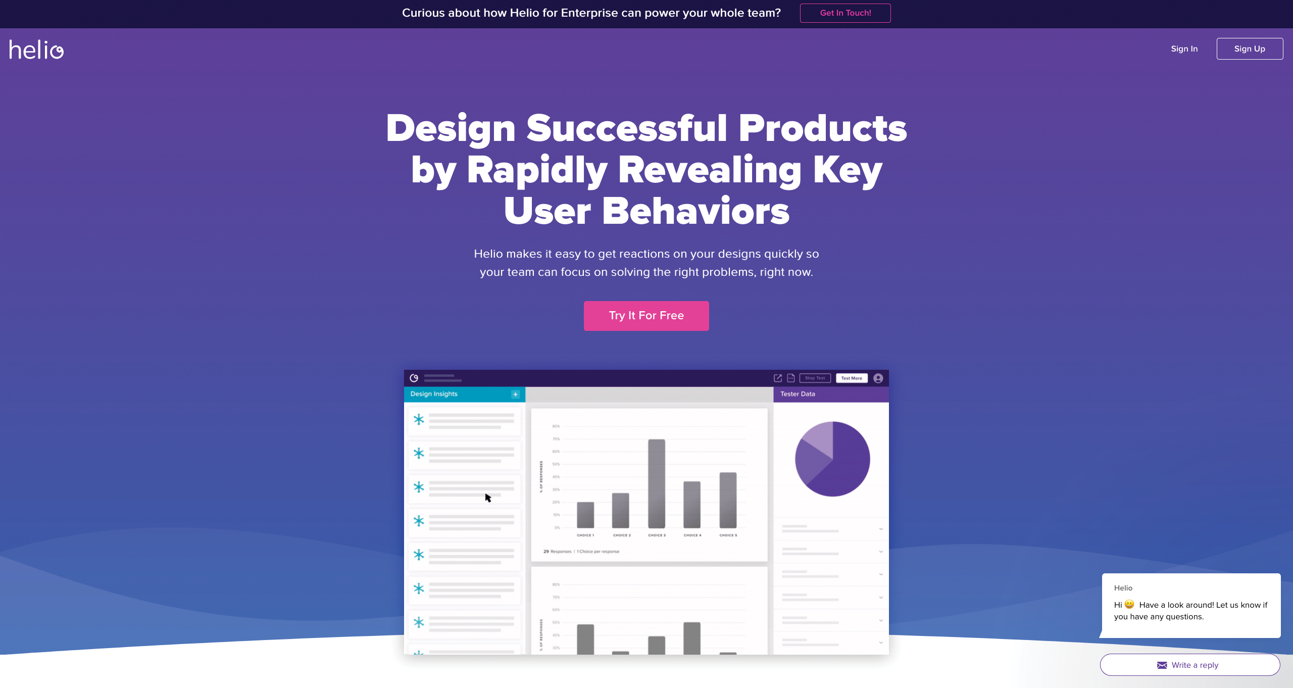 Helio landing page