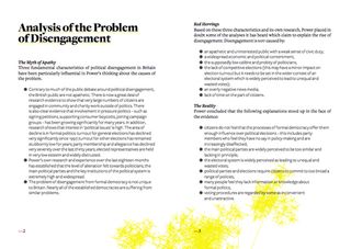 Paragraph styles make or break a page. This example is from Joseph Rowntree Foundation's three-year study in to the state of British Democracy and voter disenchantment