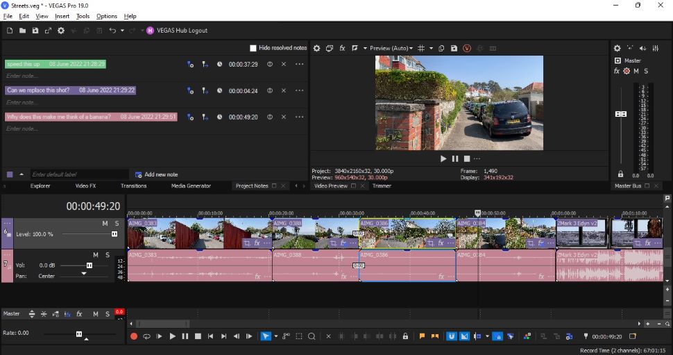 Screenshot of Vegas Pro 19 video editing software