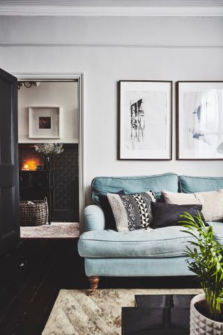 Painted floorboards for a quick and cheap living room update