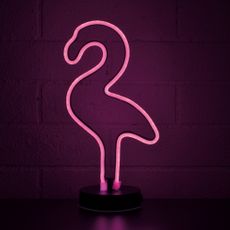 purple colour flamingo shape neon light