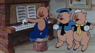 The Three Little Pigs singing "Who's Afraid of the Big Bad Wolf"