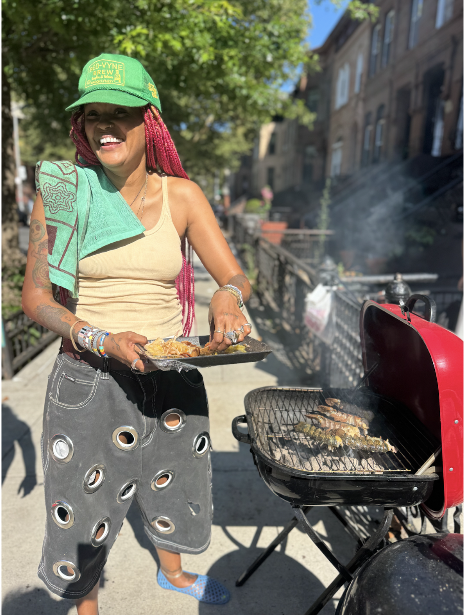Crystal Anderson on the grill