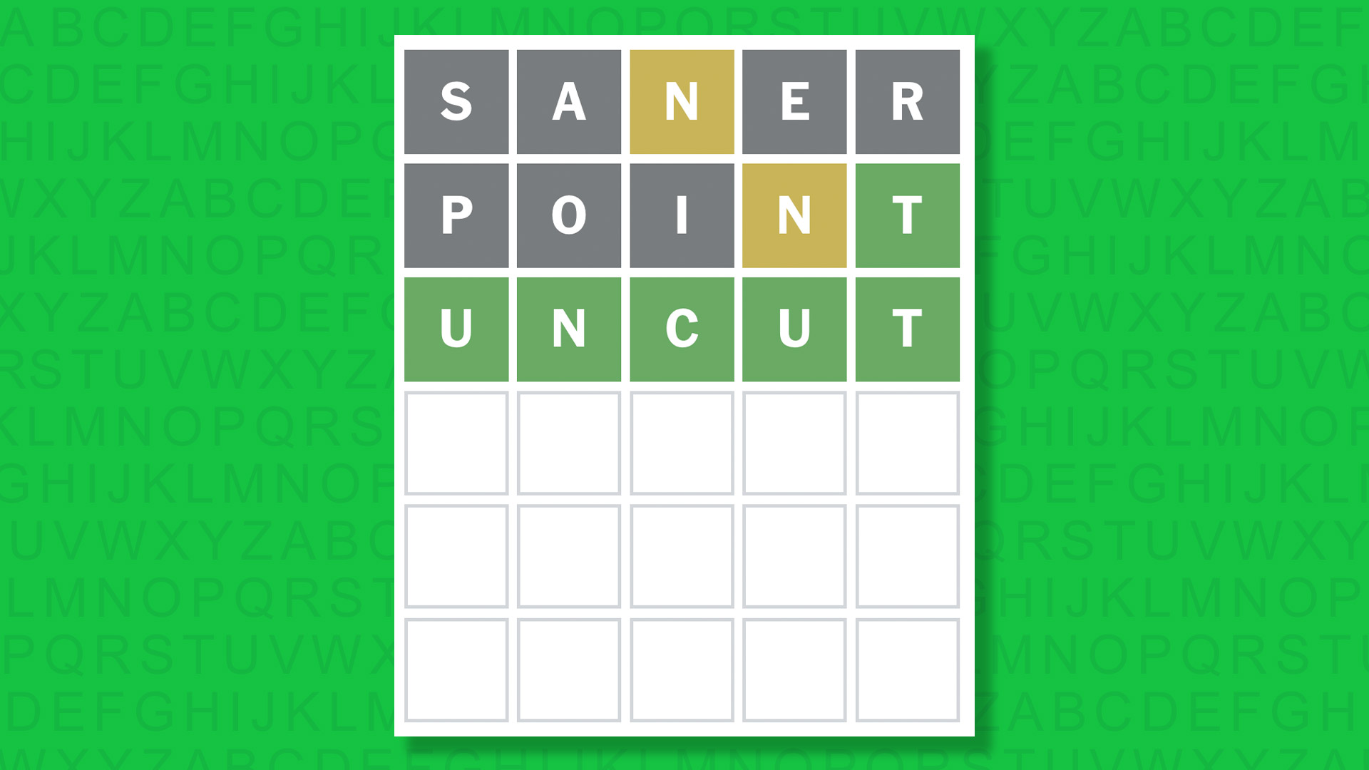 NYT Wordle answer for game 1895 on a green background