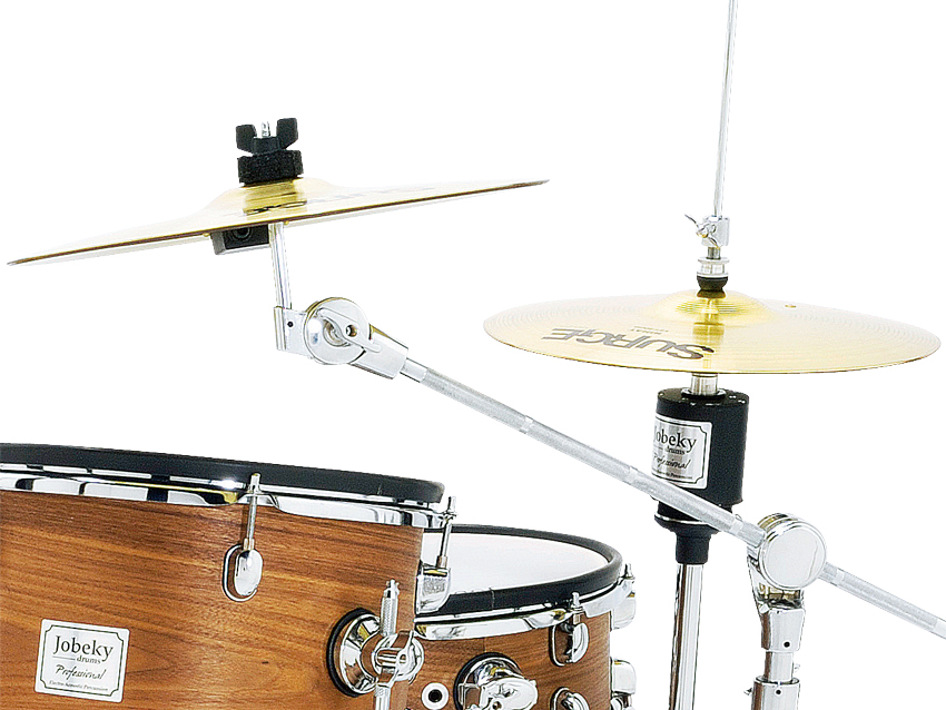 Cymbals are brass with a touch-sensitive plastic damping ring installed on their underside