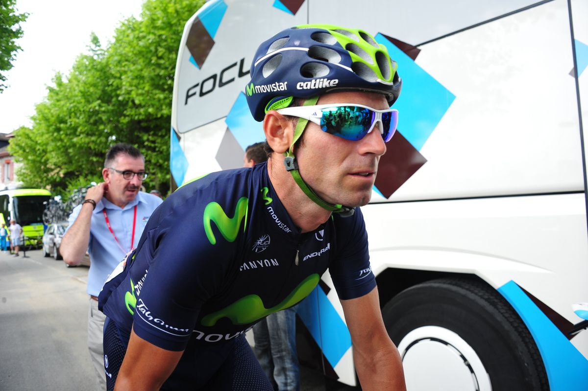 Alejandro Valverde (Movistar) prepares for the stage
