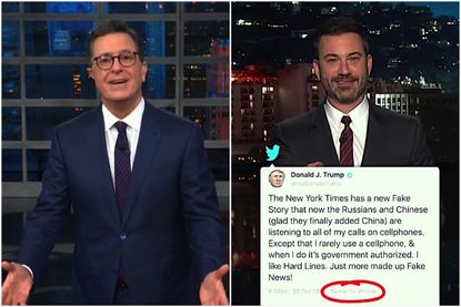 Jimmy Kimmel and Stephen Colbert mock Trump for using a spy-friendly iPhone