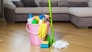 Cleaning items on floor