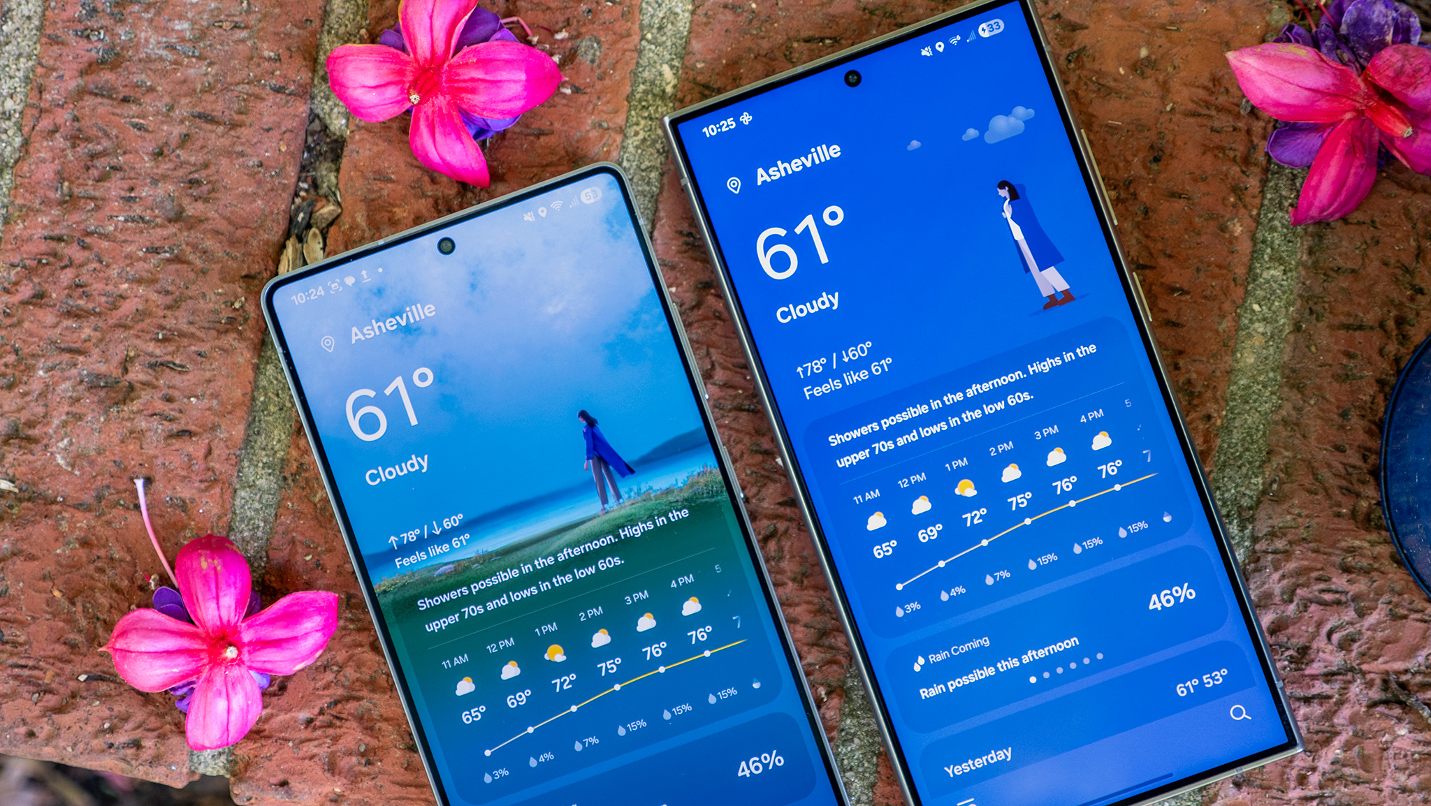 Comparing the Samsung Weather app between One UI 8 and One UI 7