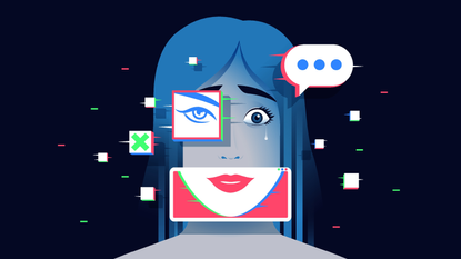 Conceptual illustration of a victim of deepfake technology.