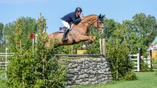 William Funnell and Equine America Billy Diamo in action in the Al Shira'aa Hickstead Derby 2023