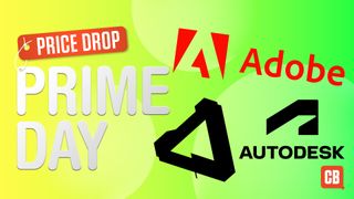Prime Day creative software deals showing the logos of Adobe, Serif and Autodesk